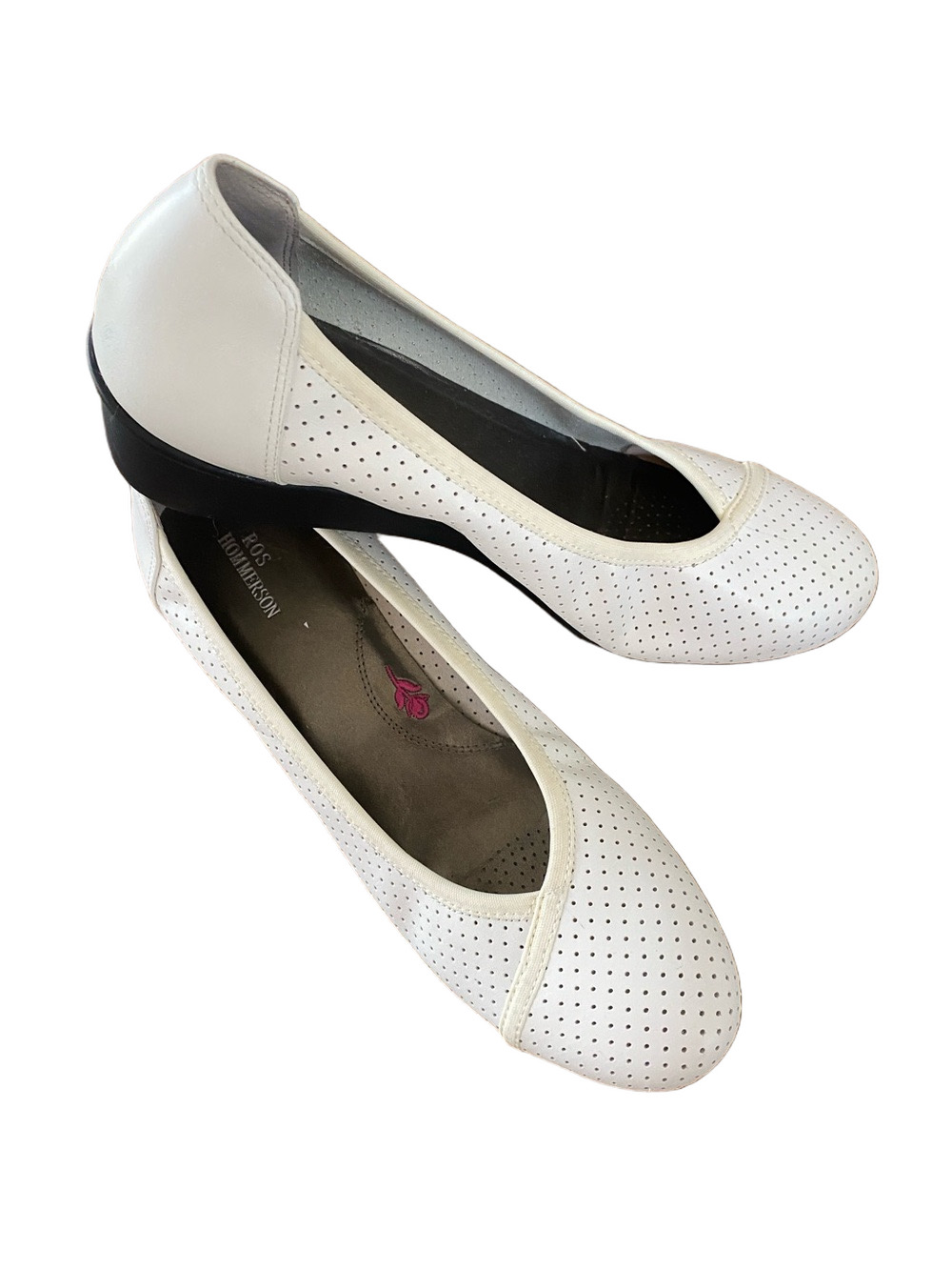 Ros Hommerson Evelyn White Perforated Slip-On Flats